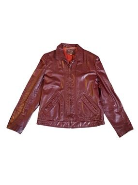 Vintage 1990s Golden State Men’s Brown Leather Jacket Zip Front